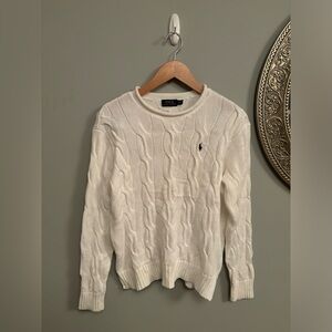 Polo by Ralph Lauren White Cable Knit Sweater